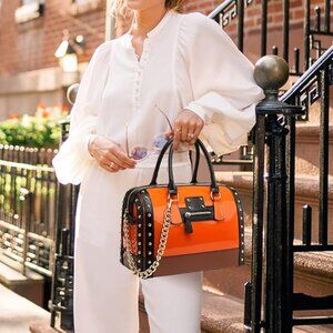 Barrel Bag Shiny Patent Faux Leather Bag